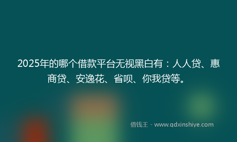 2025年的哪个借款平台无视黑白有：人人贷、惠商贷、安逸花、省呗、你我贷等。