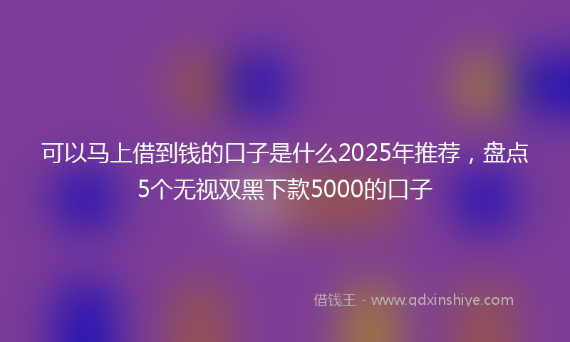 可以马上借到钱的口子是什么2025年推荐，盘点5个无视双黑下款5000的口子