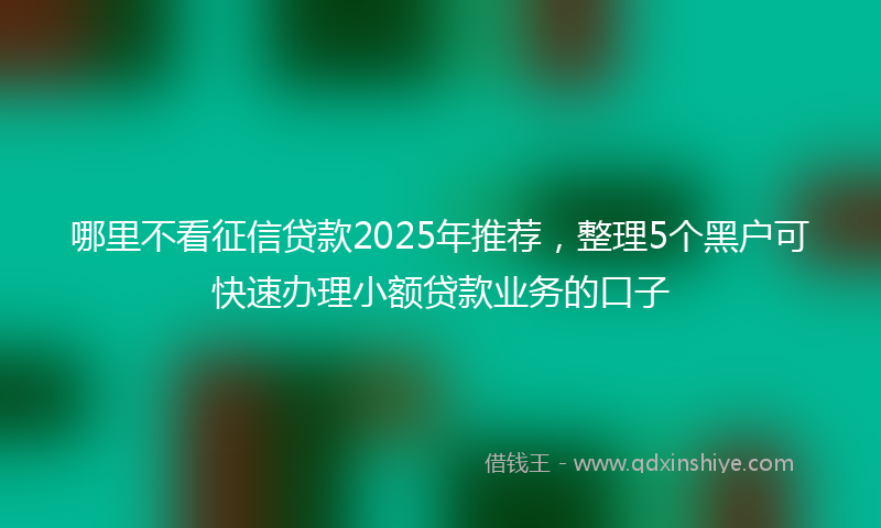 哪里不看征信贷款2025年推荐，整理5个黑户可快速办理小额贷款业务的口子