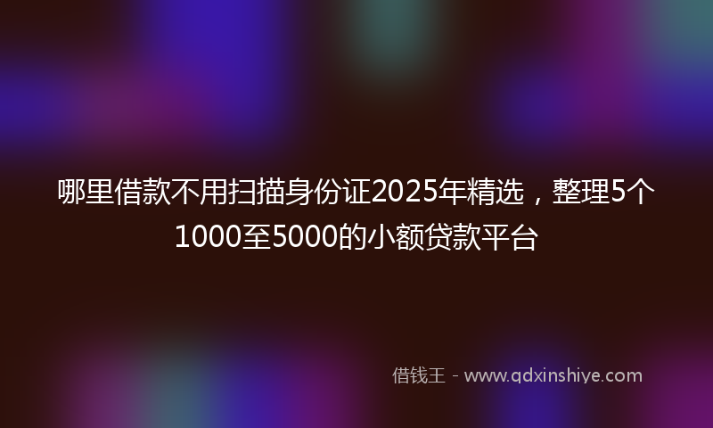 哪里借款不用扫描身份证2025年精选，整理5个1000至5000的小额贷款平台