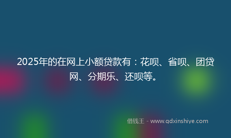 2025年的在网上小额贷款有：花呗、省呗、团贷网、分期乐、还呗等。