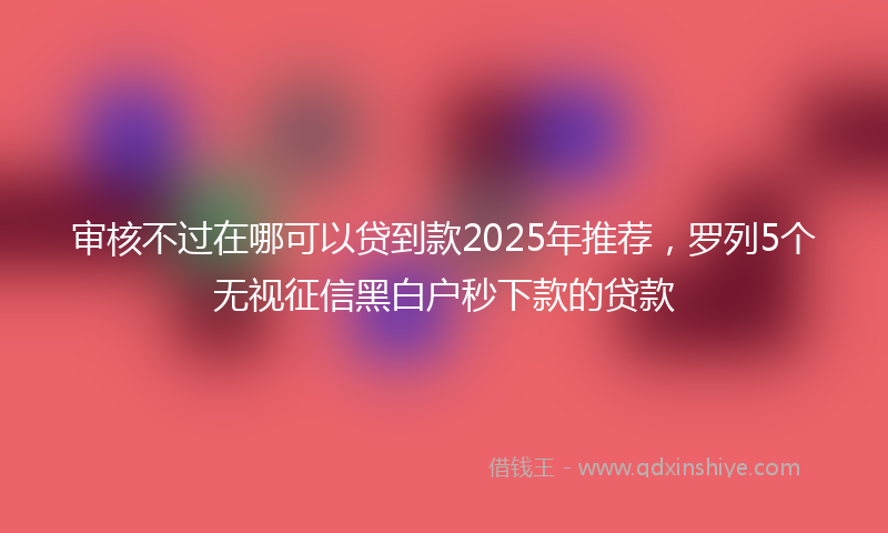 审核不过在哪可以贷到款2025年推荐，罗列5个无视征信黑白户秒下款的贷款