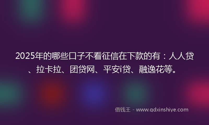 2025年的哪些口子不看征信在下款的有：人人贷、拉卡拉、团贷网、平安i贷、融逸花等。