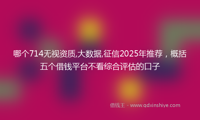 哪个714无视资质,大数据,征信2025年推荐，概括五个借钱平台不看综合评估的口子