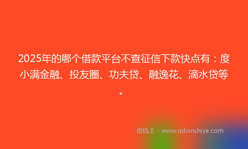 2025年的哪个借款平台不查征信下款快点有：度小满金融、投友圈、功夫贷、融逸花、滴水贷等。