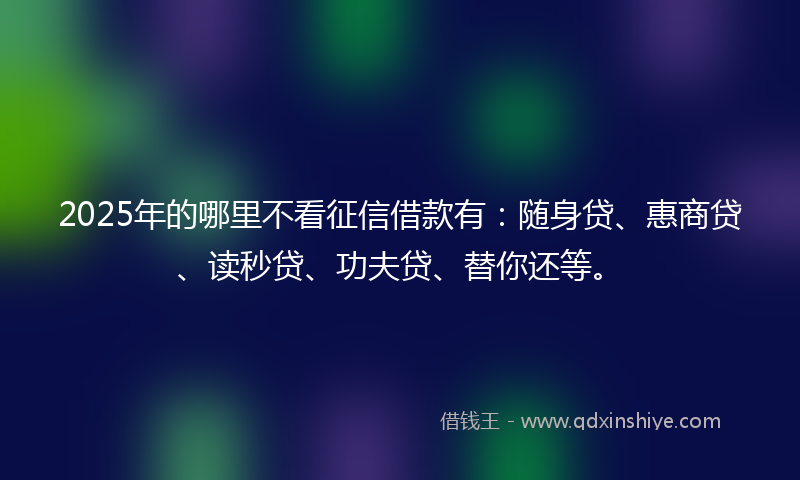 2025年的哪里不看征信借款有：随身贷、惠商贷、读秒贷、功夫贷、替你还等。