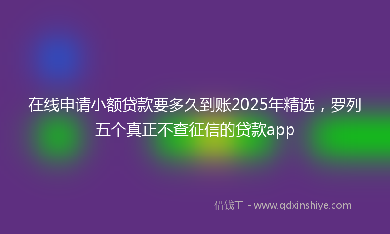 在线申请小额贷款要多久到账2025年精选，罗列五个真正不查征信的贷款app