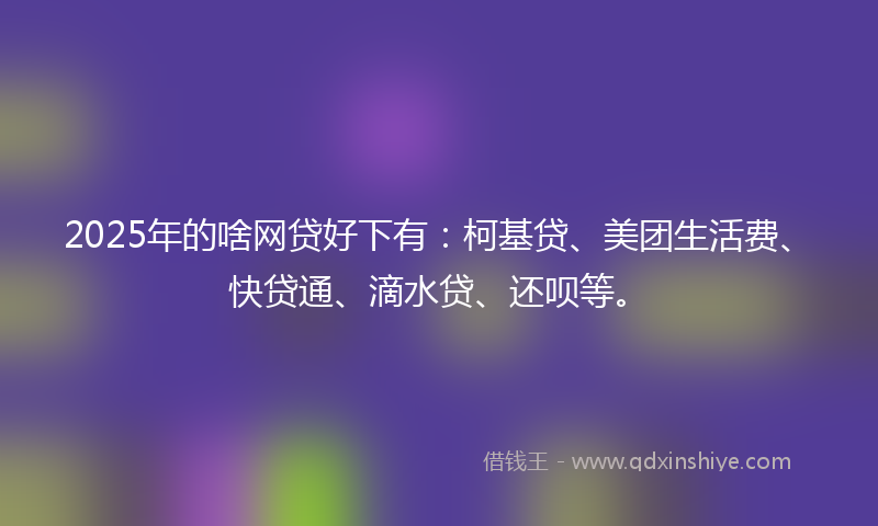 2025年的啥网贷好下有：柯基贷、美团生活费、快贷通、滴水贷、还呗等。