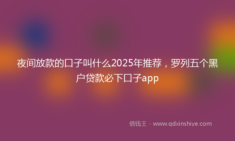 夜间放款的口子叫什么2025年推荐，罗列五个黑户贷款必下口子app