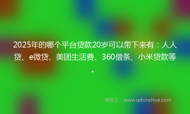 2025年的哪个平台贷款20岁可以带下来有：人人贷、e微贷、美团生活费、360借条、小米贷款等。