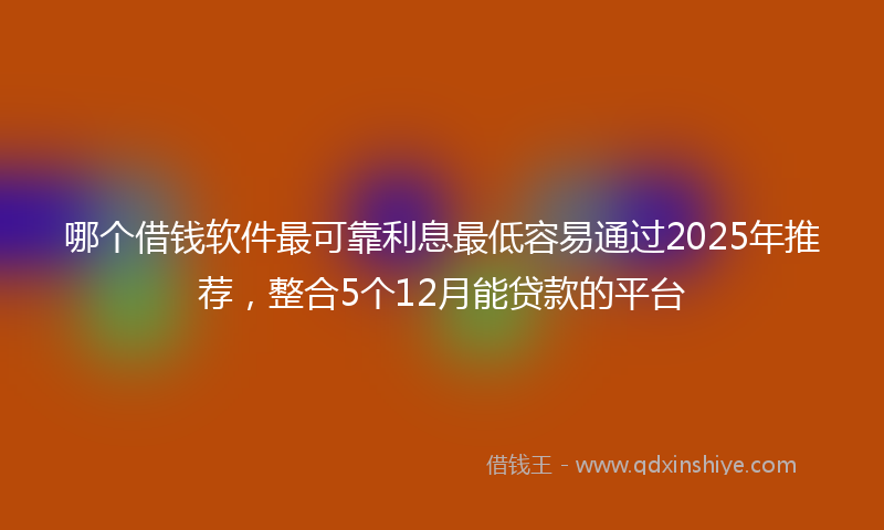 哪个借钱软件最可靠利息最低容易通过2025年推荐，整合5个12月能贷款的平台