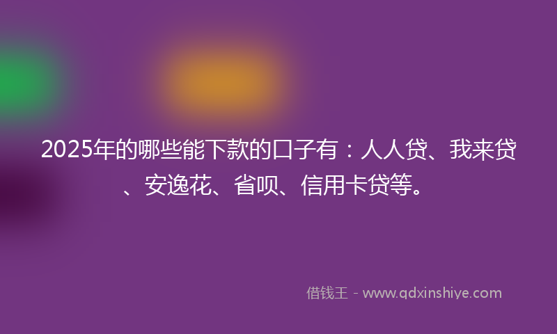 2025年的哪些能下款的口子有：人人贷、我来贷、安逸花、省呗、信用卡贷等。