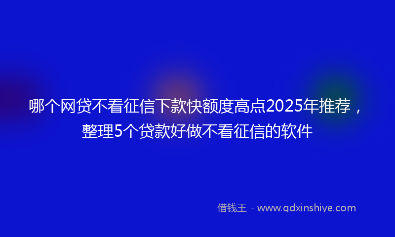 哪个网贷不看征信下款快额度高点2025年推荐，整理5个贷款好做不看征信的软件