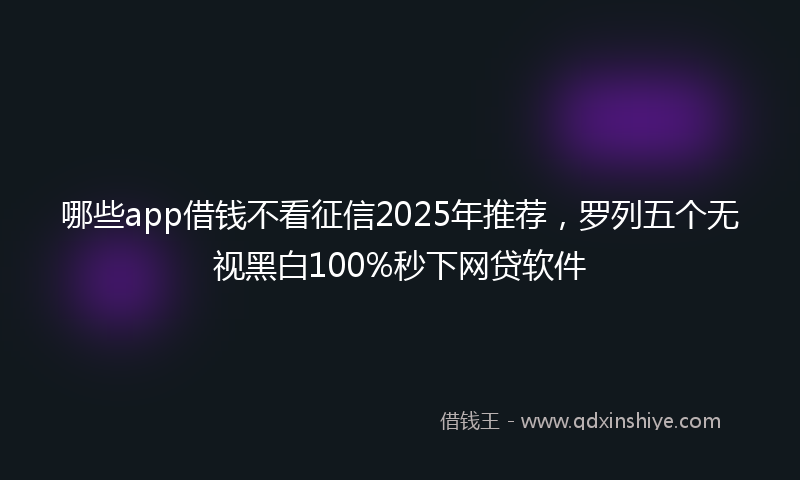 哪些app借钱不看征信2025年推荐，罗列五个无视黑白100%秒下网贷软件