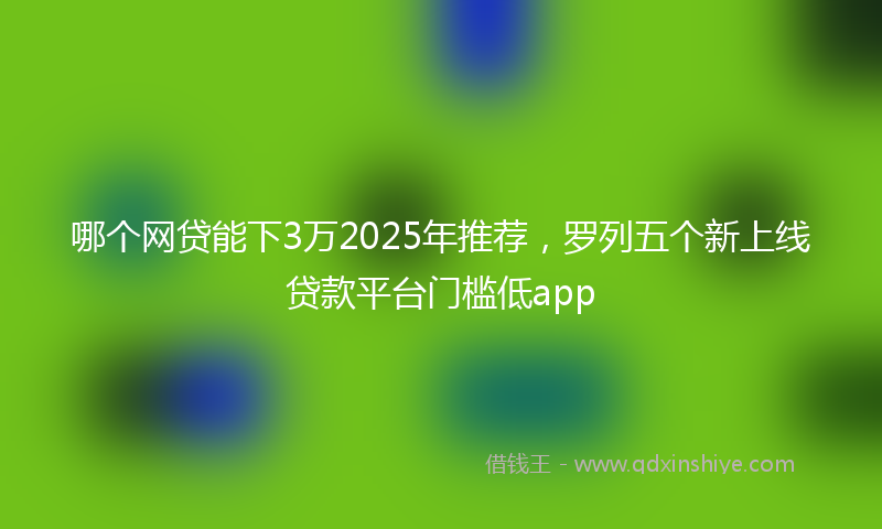 哪个网贷能下3万2025年推荐，罗列五个新上线贷款平台门槛低app
