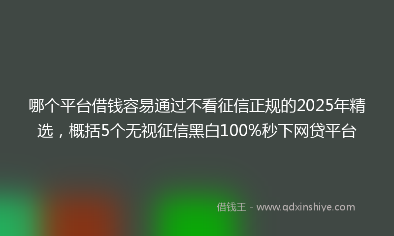 哪个平台借钱容易通过不看征信正规的2025年精选，概括5个无视征信黑白100%秒下网贷平台