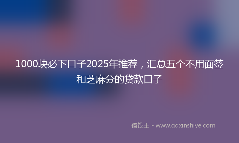 1000块必下口子2025年推荐，汇总五个不用面签和芝麻分的贷款口子