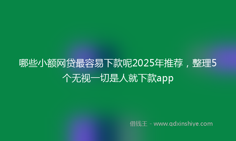 哪些小额网贷最容易下款呢2025年推荐，整理5个无视一切是人就下款app