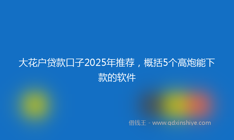 大花户贷款口子2025年推荐，概括5个高炮能下款的软件