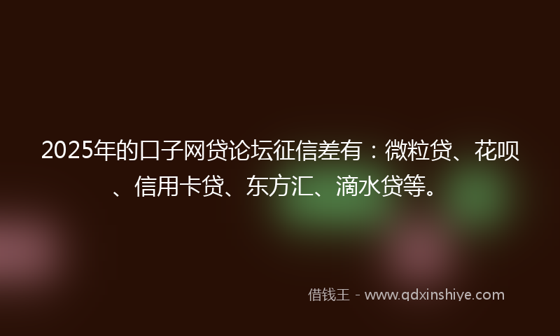 2025年的口子网贷论坛征信差有：微粒贷、花呗、信用卡贷、东方汇、滴水贷等。