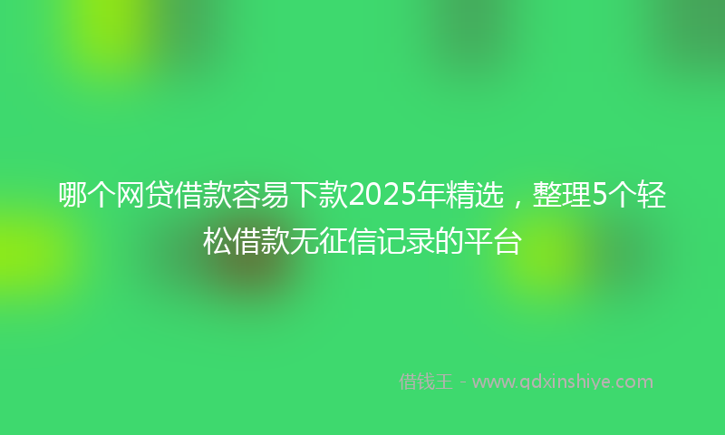 哪个网贷借款容易下款2025年精选，整理5个轻松借款无征信记录的平台