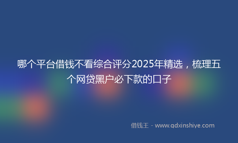 哪个平台借钱不看综合评分2025年精选，梳理五个网贷黑户必下款的口子