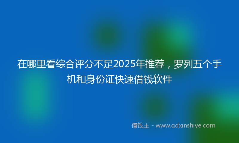 在哪里看综合评分不足2025年推荐，罗列五个手机和身份证快速借钱软件