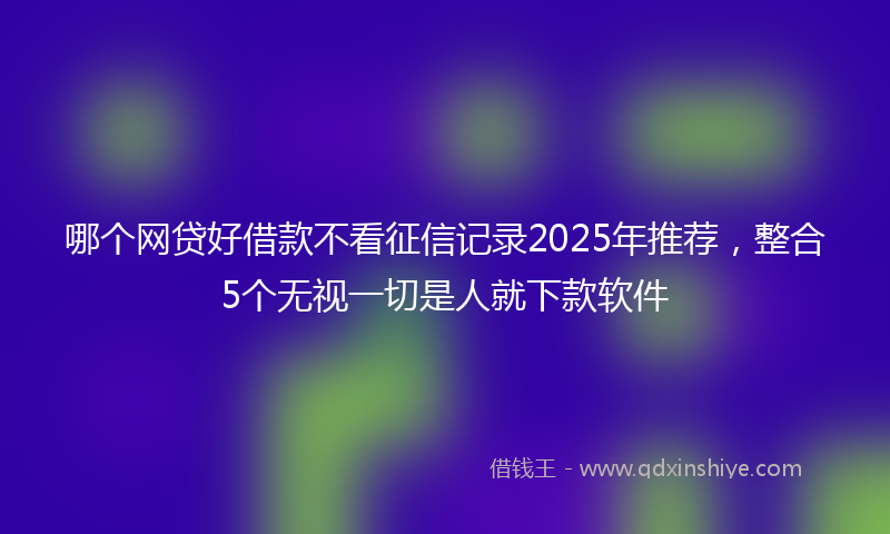 哪个网贷好借款不看征信记录2025年推荐，整合5个无视一切是人就下款软件