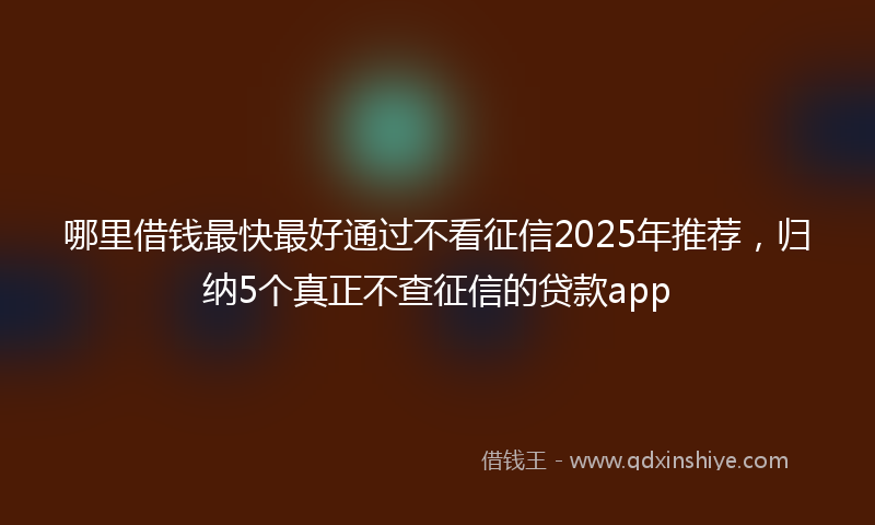 哪里借钱最快最好通过不看征信2025年推荐，归纳5个真正不查征信的贷款app