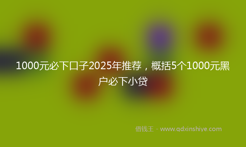 1000元必下口子2025年推荐，概括5个1000元黑户必下小贷
