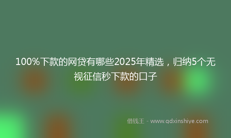 100%下款的网贷有哪些2025年精选，归纳5个无视征信秒下款的口子