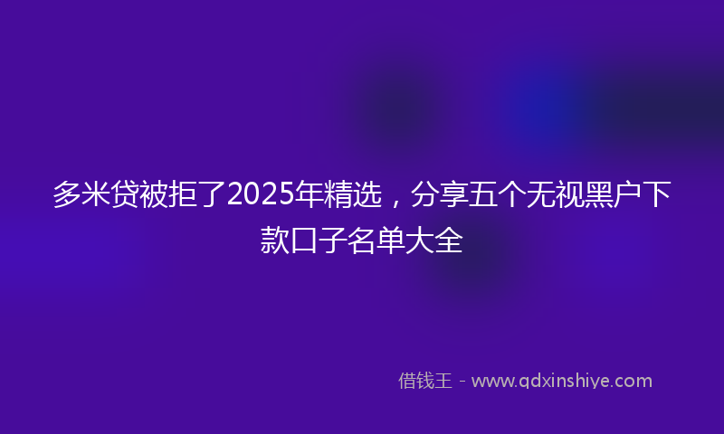 多米贷被拒了2025年精选，分享五个无视黑户下款口子名单大全