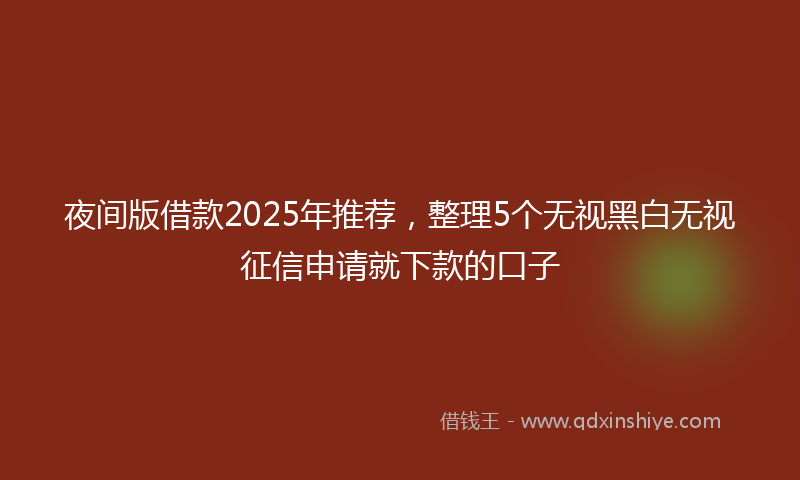 夜间版借款2025年推荐，整理5个无视黑白无视征信申请就下款的口子