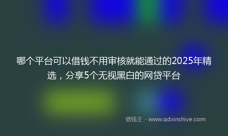 哪个平台可以借钱不用审核就能通过的2025年精选，分享5个无视黑白的网贷平台