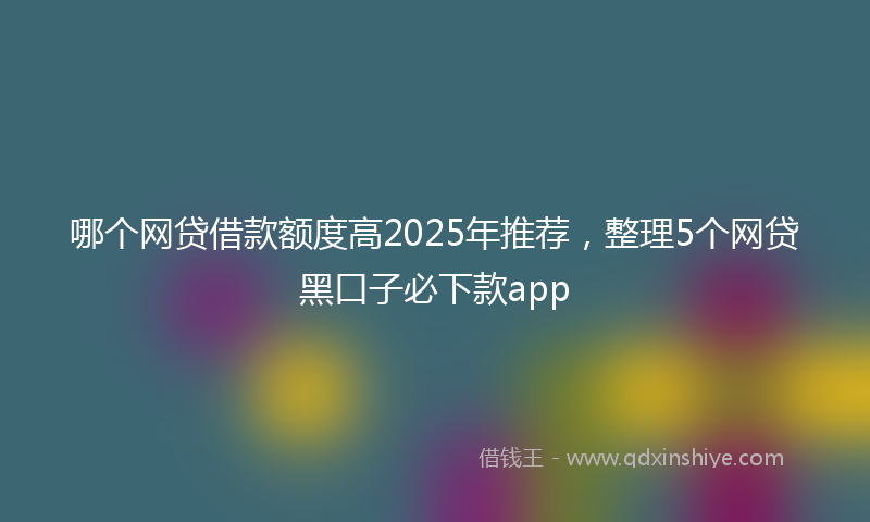 哪个网贷借款额度高2025年推荐，整理5个网贷黑口子必下款app