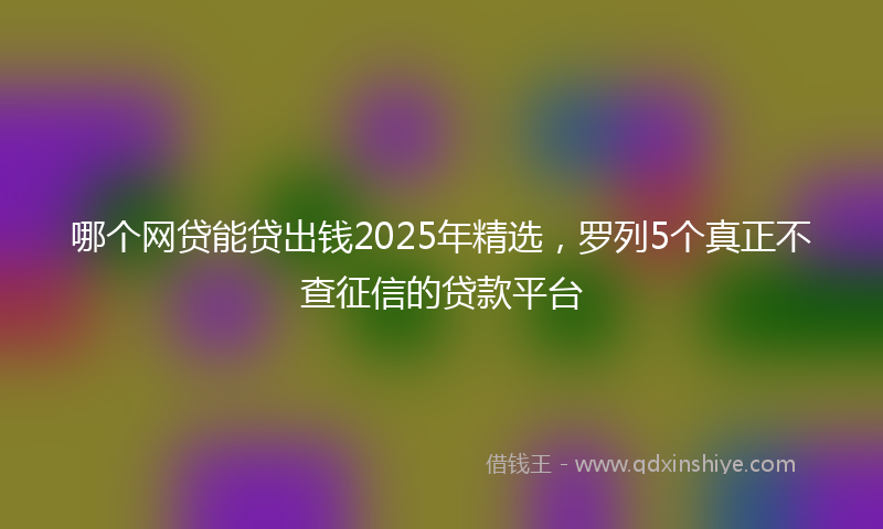 哪个网贷能贷出钱2025年精选，罗列5个真正不查征信的贷款平台