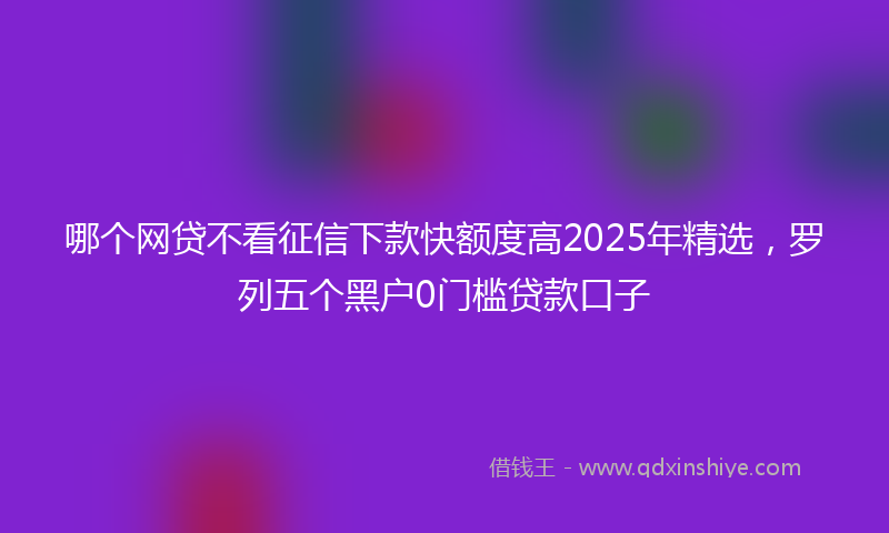 哪个网贷不看征信下款快额度高2025年精选，罗列五个黑户0门槛贷款口子