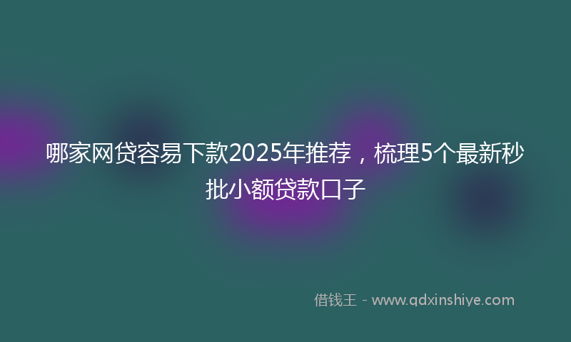 哪家网贷容易下款2025年推荐，梳理5个最新秒批小额贷款口子