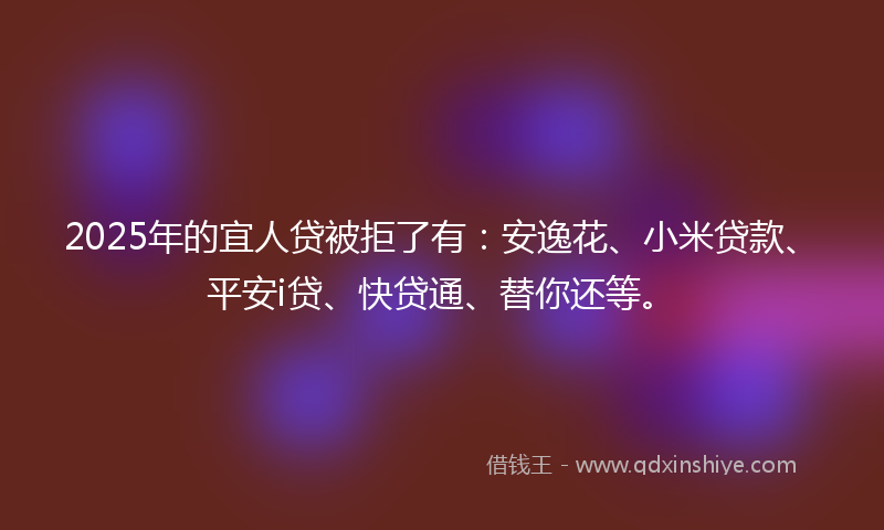 2025年的宜人贷被拒了有：安逸花、小米贷款、平安i贷、快贷通、替你还等。