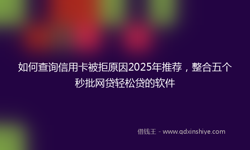 如何查询信用卡被拒原因2025年推荐，整合五个秒批网贷轻松贷的软件