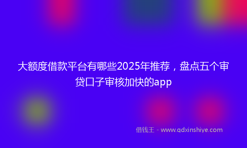 大额度借款平台有哪些2025年推荐，盘点五个审贷口子审核加快的app