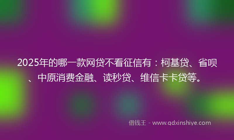 2025年的哪一款网贷不看征信有：柯基贷、省呗、中原消费金融、读秒贷、维信卡卡贷等。