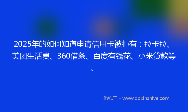 2025年的如何知道申请信用卡被拒有：拉卡拉、美团生活费、360借条、百度有钱花、小米贷款等。
