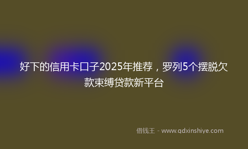 好下的信用卡口子2025年推荐，罗列5个摆脱欠款束缚贷款新平台
