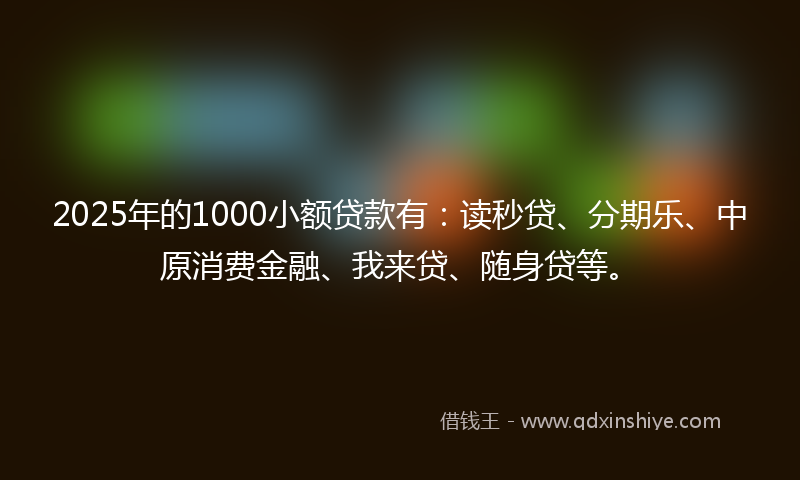 2025年的1000小额贷款有：读秒贷、分期乐、中原消费金融、我来贷、随身贷等。