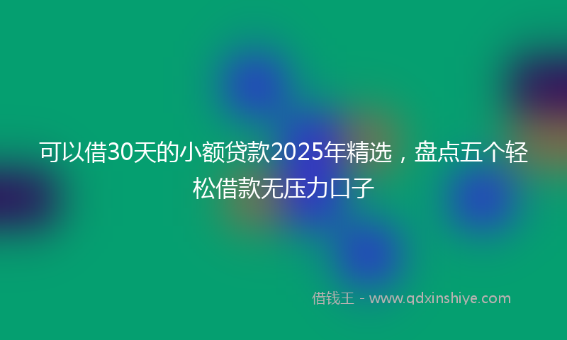 可以借30天的小额贷款2025年精选，盘点五个轻松借款无压力口子
