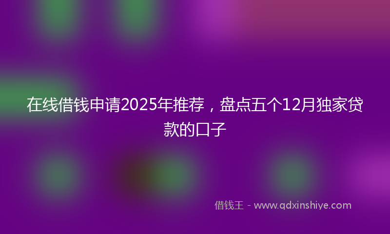 在线借钱申请2025年推荐，盘点五个12月独家贷款的口子