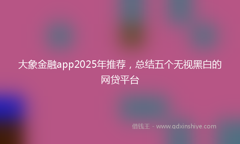 大象金融app2025年推荐，总结五个无视黑白的网贷平台