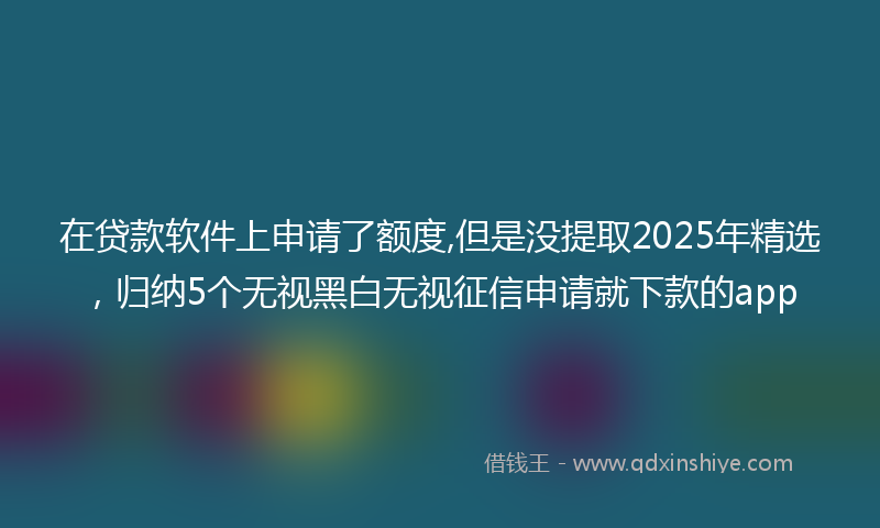 在贷款软件上申请了额度,但是没提取2025年精选，归纳5个无视黑白无视征信申请就下款的app