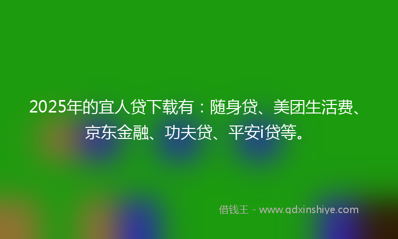 2025年的宜人贷下载有：随身贷、美团生活费、京东金融、功夫贷、平安i贷等。